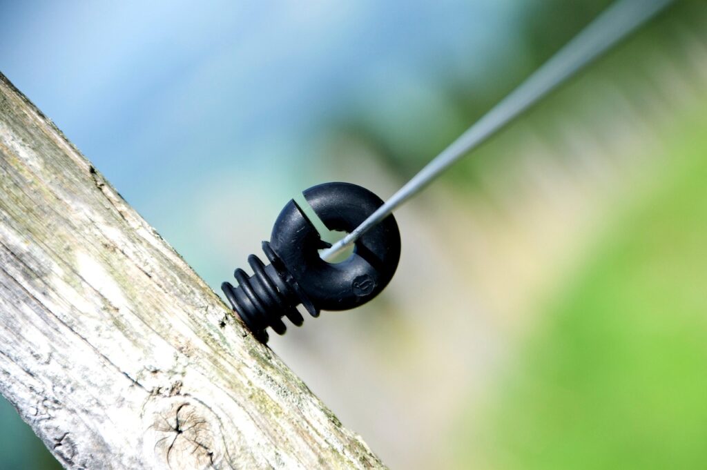 insulator, eyelet, pasture fence, electric fence, wire, voltage, diagonal, metal, fence, pasture, nature, shut off, insulating poles, close up, plastic insulated poles, rope tensioner, post, electric fence, electric fence, electric fence, electric fence, electric fence